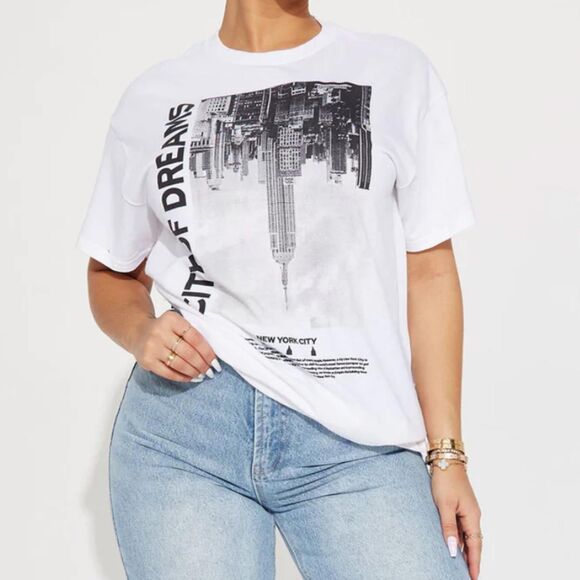 Fashion-Nova Women's White & Black T-shirt - Picture 4 of 4